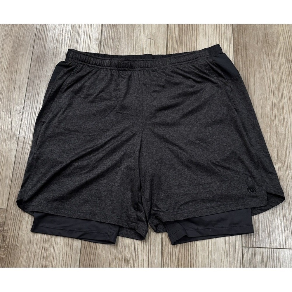Spyder Active ProW B  Shorts Men Size Large  Gray  Drawstring Athletic